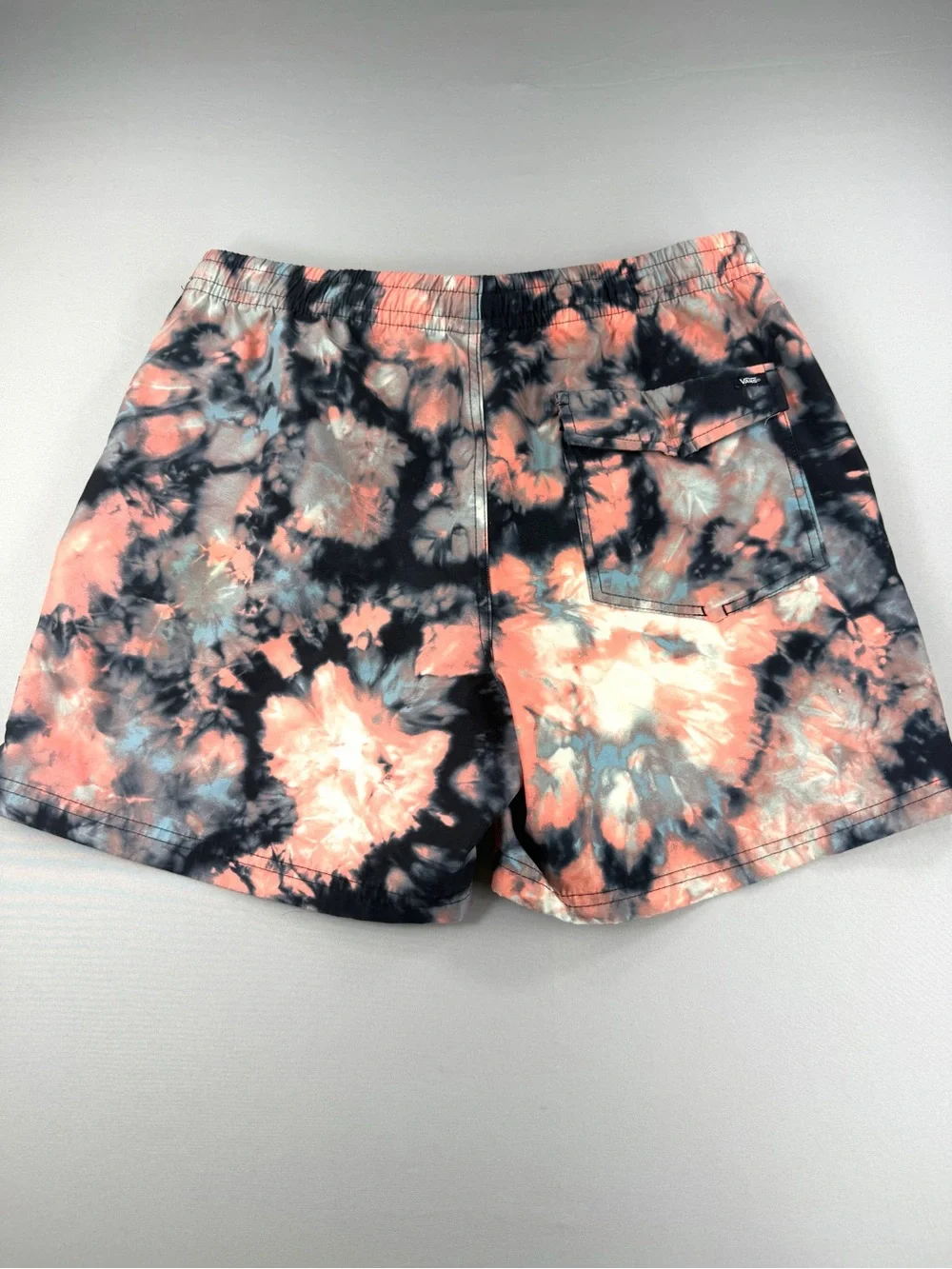 Vans Tie Dye Board Shorts Men’s Medium Swim Trunks Coral Black Gray Surf Beach